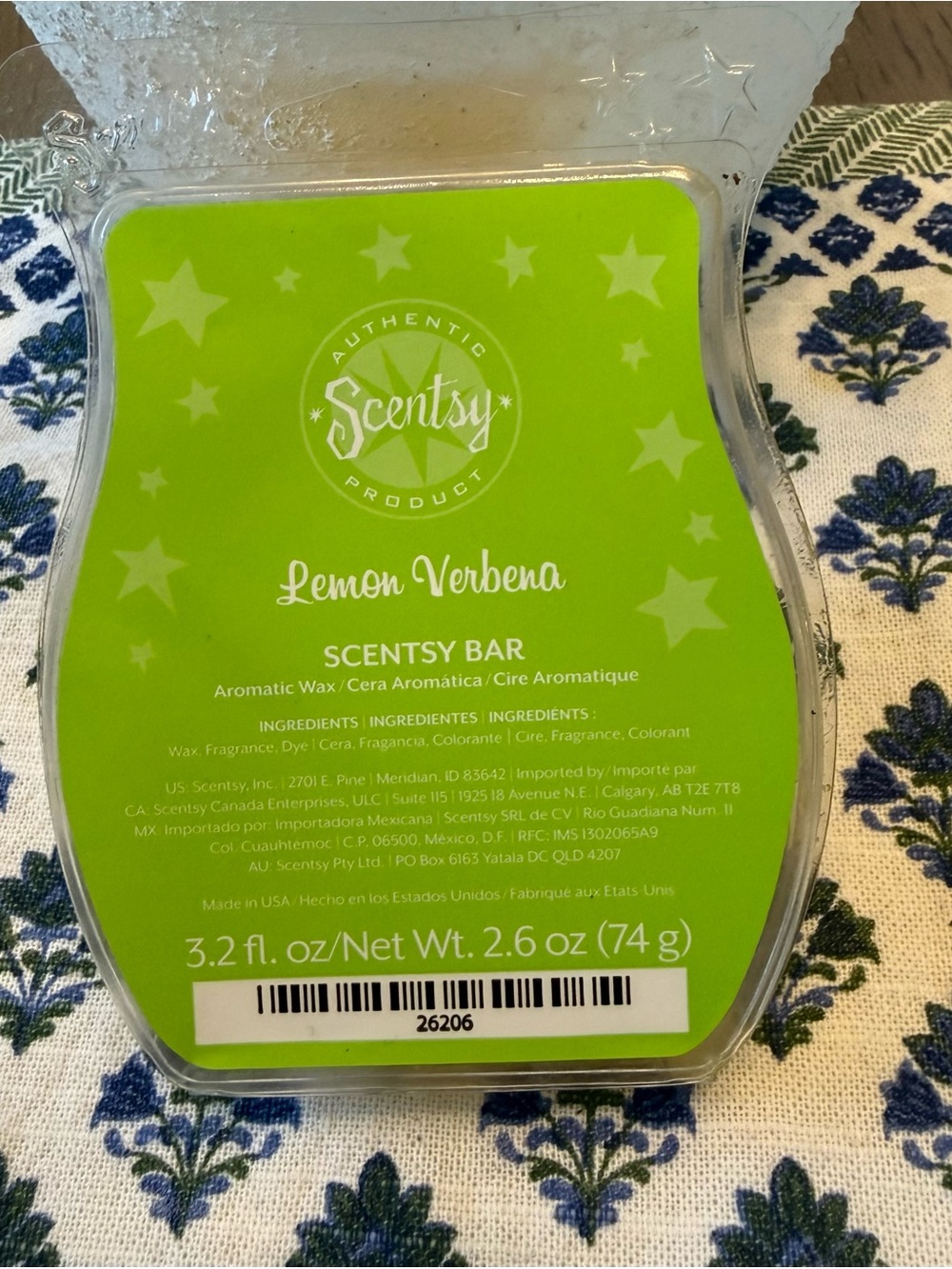 New Lemon Verbena Scentsy Wax Bar Candle Tart Rare Retired 3.2 Oz